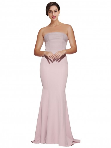 Sleeveless Mauve Strapless Low Back Stretch Crepe Sheath Formal Evening Gown / Prom Dress / Bridesmaid Dress Brisbane