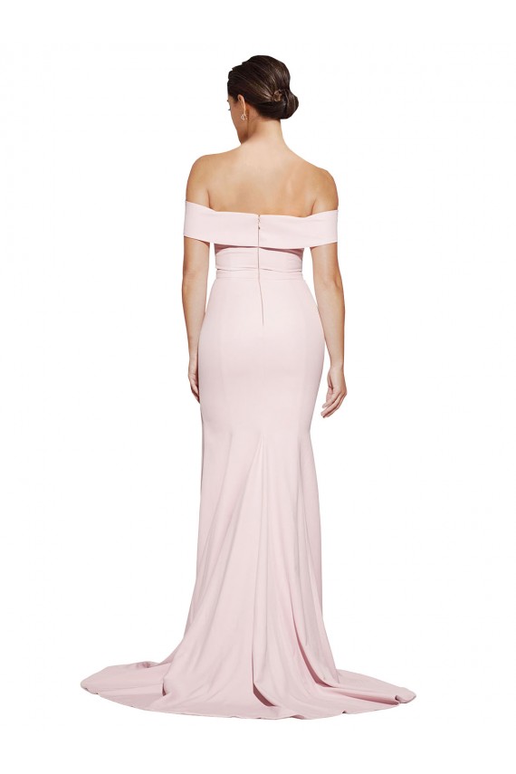 Sleeveless Pink Square Neck Low Back Stretch Crepe Sheath Formal Evening Gown / Prom Dress / Bridesmaid Dress Brisbane