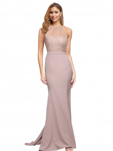 Sleeveless Dusty Pink Sweetheart Stretch Crepe Sheath Formal Evening Gown / Prom Dress / Bridesmaid Dress Brisbane