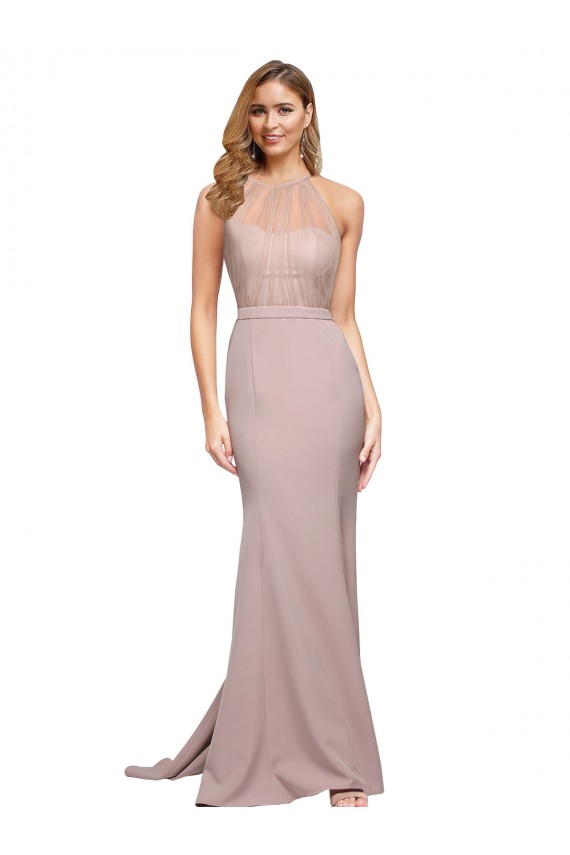 Sleeveless Dusty Pink Sweetheart Stretch Crepe Sheath Formal Evening Gown / Prom Dress / Bridesmaid Dress Brisbane