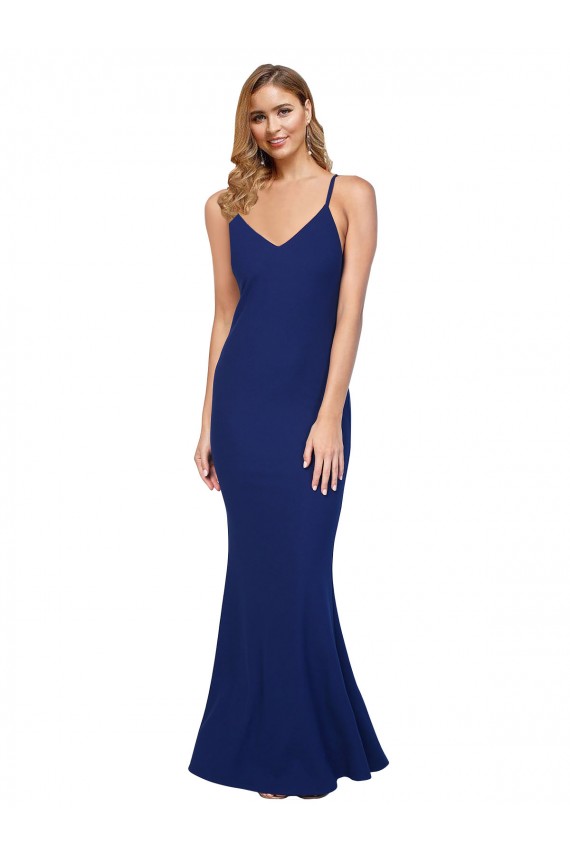 Sleeveless V-Neck Low Back Stretch Crepe Sheath Formal Dress / Bridesmaid Dress Brisbane