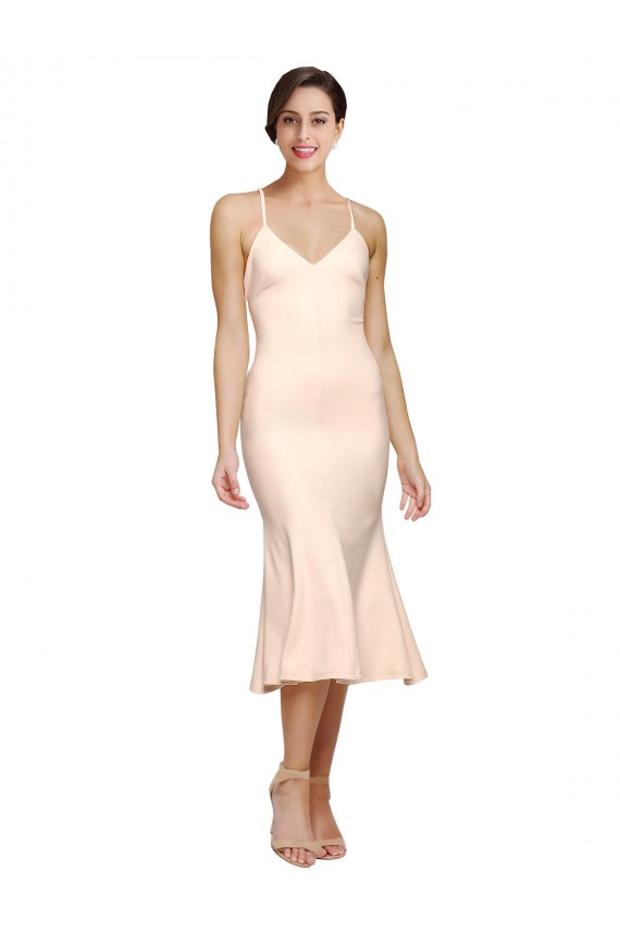 Sleeveless V-Neck Low Back Stretch Crepe Sheath Evening Gown / Prom Dress / Bridesmaid Dress Brisbane