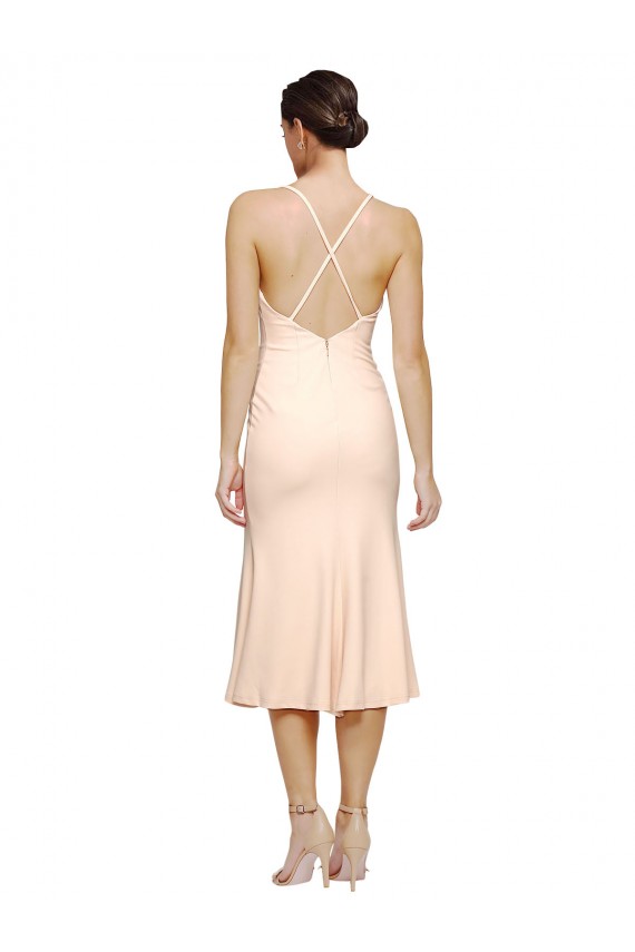 Sleeveless V-Neck Low Back Stretch Crepe Sheath Evening Gown / Prom Dress / Bridesmaid Dress Brisbane