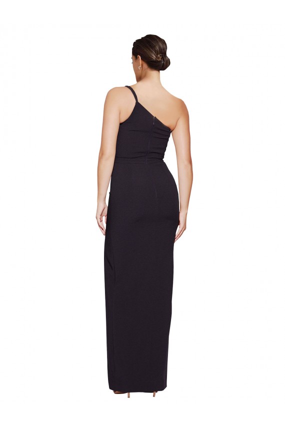 Sleeveless Black One Shoulder Stretch Crepe Sheath Formal Evening Gown / Prom Dress / Bridesmaid Dress Brisbane