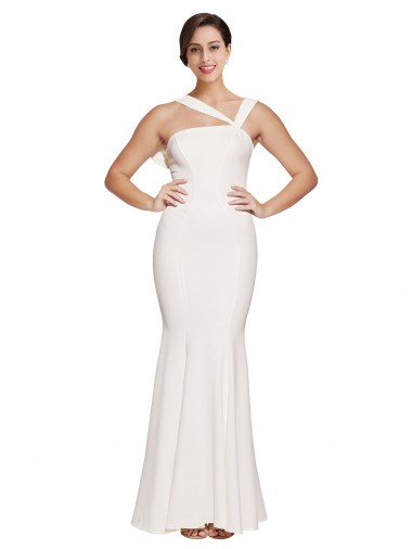 Sleeveless Ivory Square Neck Low Back Stretch Crepe Sheath Formal Evening Gown / Prom Dress / Bridesmaid Dress Brisbane