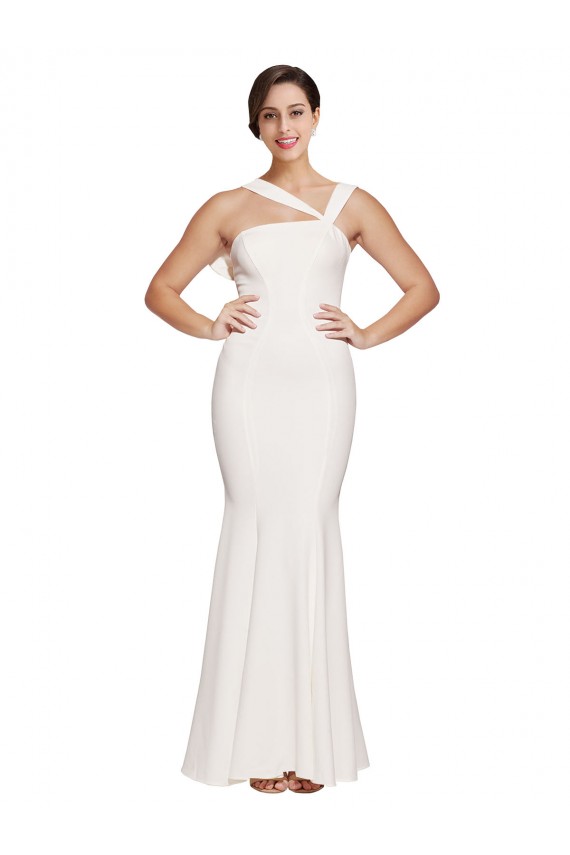 Sleeveless Ivory Square Neck Low Back Stretch Crepe Sheath Formal Evening Gown / Prom Dress / Bridesmaid Dress Brisbane