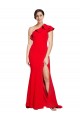 Sleeveless Red One Shoulder Stretch Crepe Sheath Semi Formal Evening Dress / Prom Dress / Bridesmaid Dress Brisbane