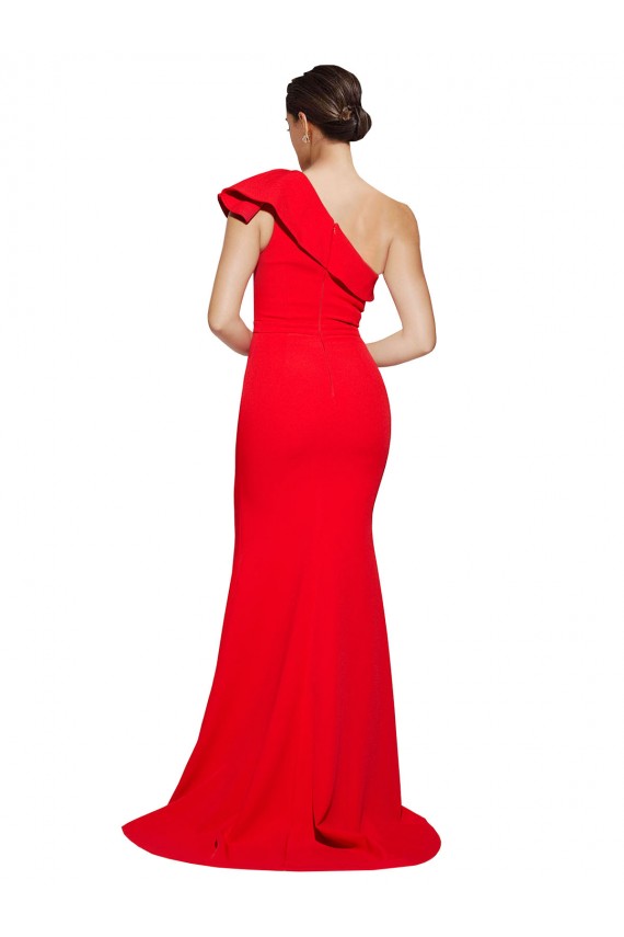 Sleeveless Red One Shoulder Stretch Crepe Sheath Semi Formal Evening Dress / Prom Dress / Bridesmaid Dress Brisbane