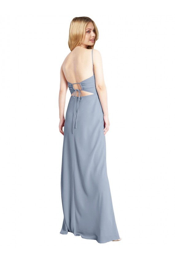 Sleeveless Square Neck Criss Cross Open Back Stretch Crepe A-Line Prom Dress / Bridesmaid Dress Brisbane
