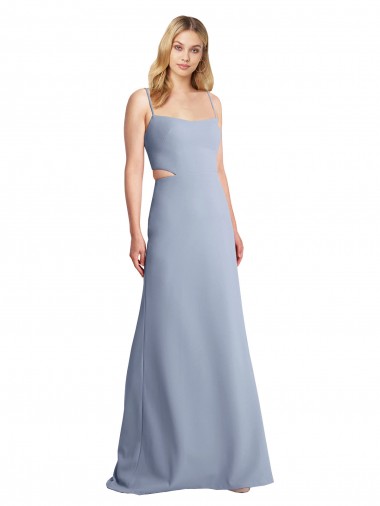 Sleeveless Spaghetti Straps Open Back Stretch Crepe A-Line Prom Dress / Bridesmaid Dress Brisbane