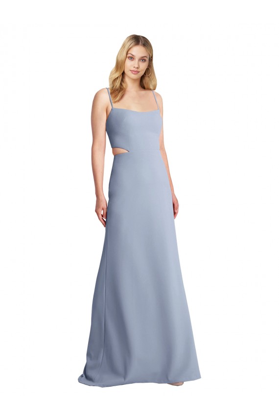 Sleeveless Spaghetti Straps Open Back Stretch Crepe A-Line Prom Dress / Bridesmaid Dress Brisbane