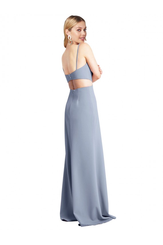 Sleeveless Spaghetti Straps Open Back Stretch Crepe A-Line Prom Dress / Bridesmaid Dress Brisbane