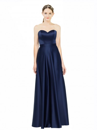 Sleeveless Sweetheart Low Back Stretch Satin A-Line Black Tie Evening Gown / Bridesmaid Dress Brisbane