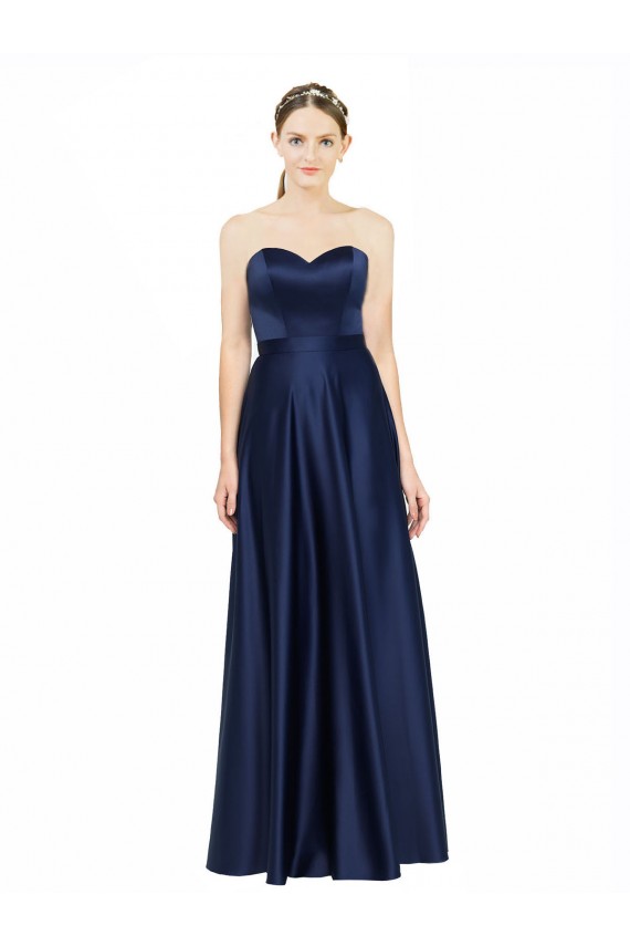 Sleeveless Sweetheart Low Back Stretch Satin A-Line Black Tie Evening Gown / Bridesmaid Dress Brisbane