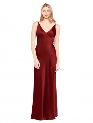 Sleeveless Spaghetti Straps V-Back Stretch Satin A-Line Formal Evening Gown / Prom Dress / Bridesmaid Dress Brisbane