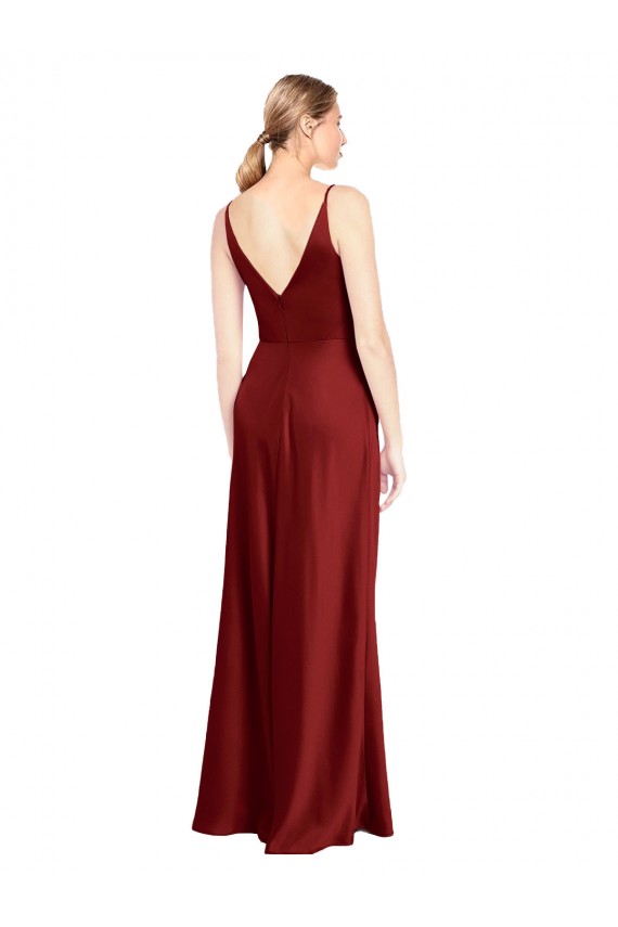 Sleeveless Spaghetti Straps V-Back Stretch Satin A-Line Formal Evening Gown / Prom Dress / Bridesmaid Dress Brisbane