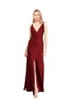 Sleeveless V-Neck V-Back Stretch Satin A-Line Black Tie Evening Gown / Prom Dress / Bridesmaid Dress Brisbane