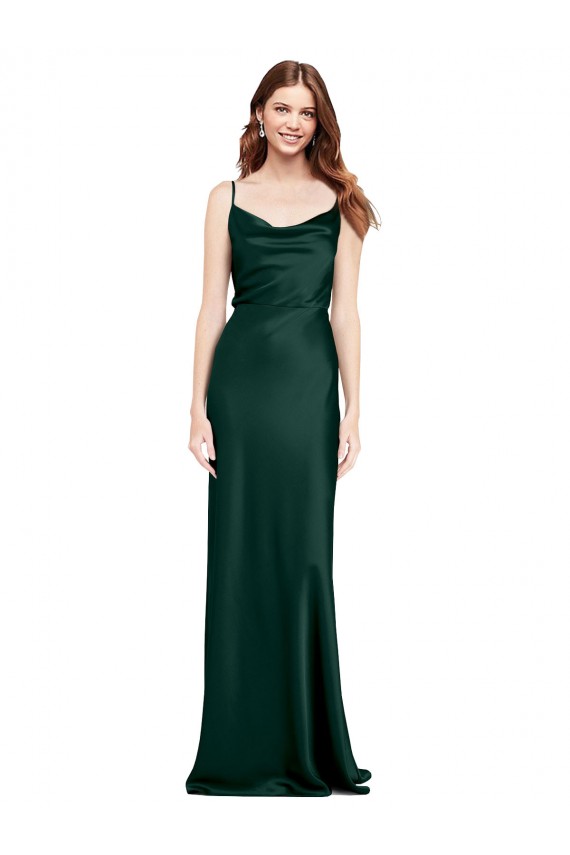 Sleeveless Cowl Neck V-Back Stretch Satin Sheath Black Tie Evening Gown / Prom Dress / Bridesmaid Dress Brisbane