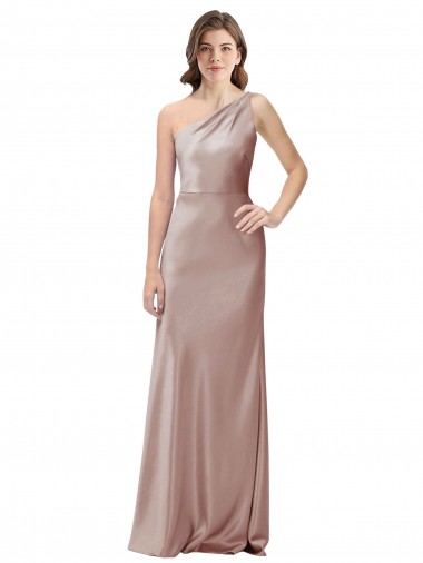 Sleeveless One Shoulder Open Back Stretch Satin Sheath Formal Evening Gown / Prom Dress / Bridesmaid Dress Brisbane