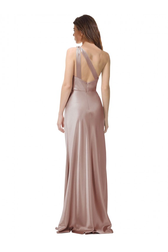 Sleeveless One Shoulder Open Back Stretch Satin Sheath Formal Evening Gown / Prom Dress / Bridesmaid Dress Brisbane