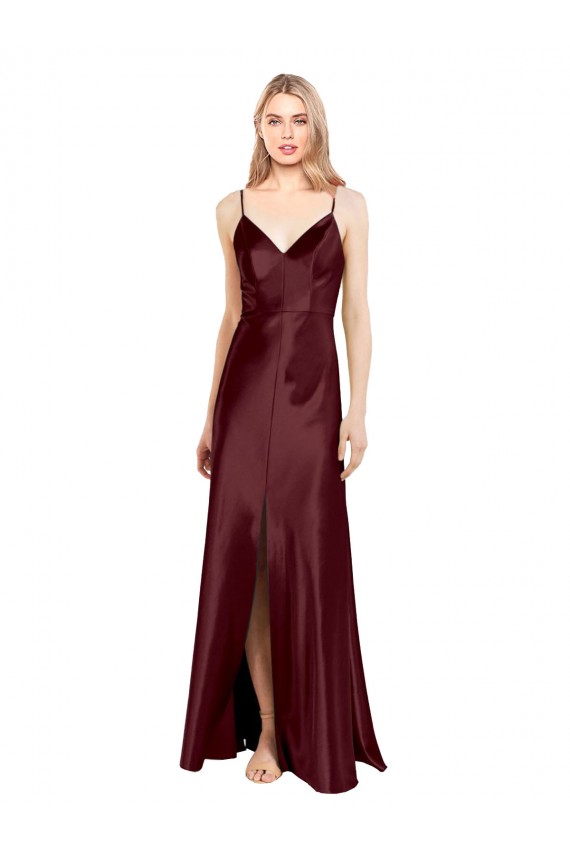 Sleeveless Spaghetti Straps Stretch Satin A-Line Bridesmaid Dress / Evening Dress Brisbane