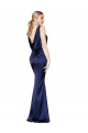 Sleeveless Dark Navy Halter Neck Low Back Stretch Satin Sheath Formal Evening Gown / Prom Dress / Bridesmaid Dress Brisbane