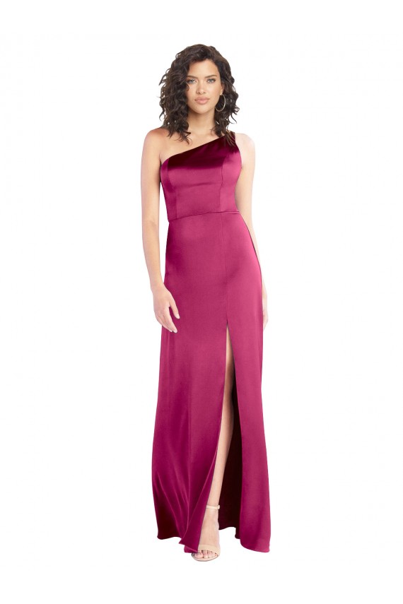 Sleeveless One Shoulder Open Back Stretch Satin A-Line Formal Evening Gown / Prom Dress / Bridesmaid Dress Brisbane