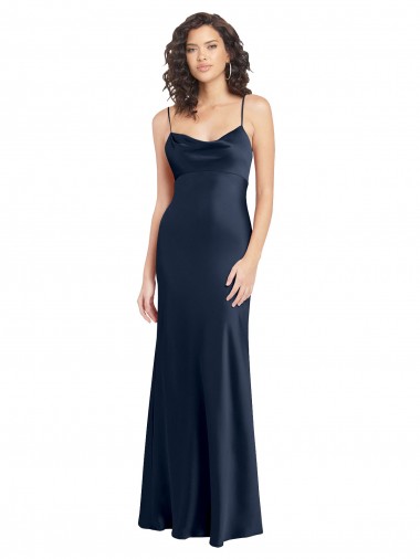 Sleeveless Cowl Neck Open Back Stretch Satin A-Line Black Tie Evening Gown / Prom Dress / Bridesmaid Dress Brisbane