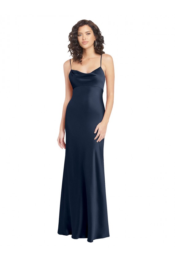 Sleeveless Cowl Neck Open Back Stretch Satin A-Line Black Tie Evening Gown / Prom Dress / Bridesmaid Dress Brisbane