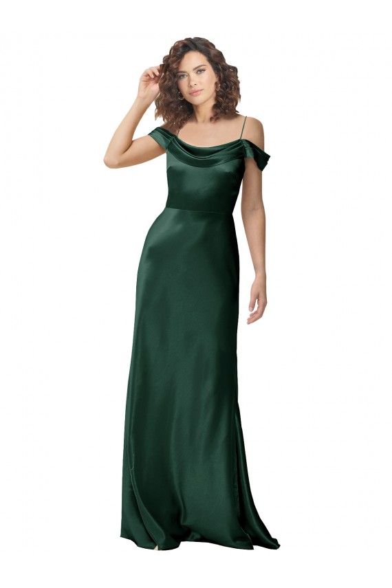 Sleeveless Off the Shoulder V-Back Stretch Satin A-Line Formal Evening Gown / Prom Dress / Bridesmaid Dress Brisbane