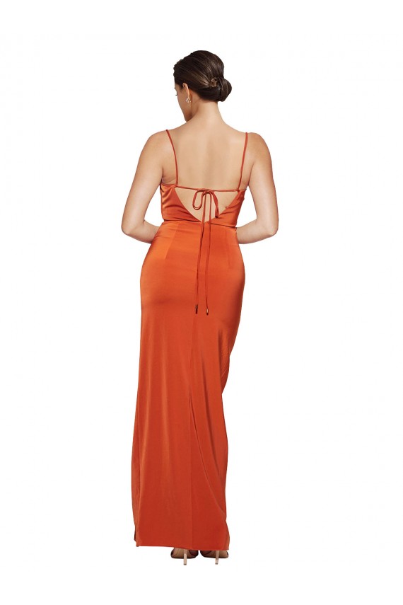 Sleeveless Spaghetti Straps Criss Cross Back Stretch Satin Sheath Formal Evening Gown / Prom Dress / Bridesmaid Dress Brisbane