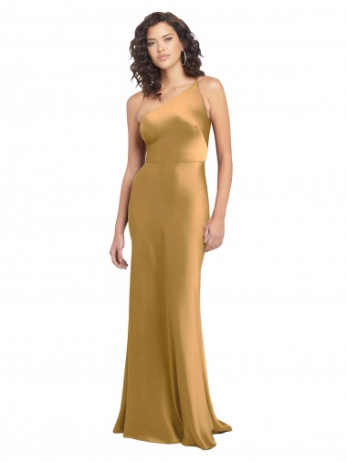 Sleeveless One Shoulder Stretch Satin A-Line Formal Evening Gown / Prom Dress / Bridesmaid Dress Brisbane