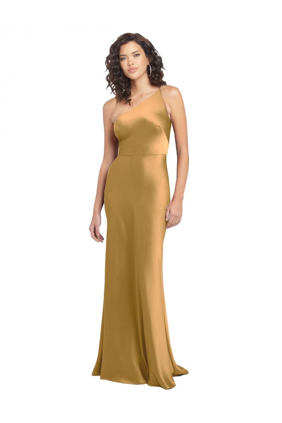 Sleeveless One Shoulder Stretch Satin A-Line Formal Evening Gown / Prom Dress / Bridesmaid Dress Brisbane