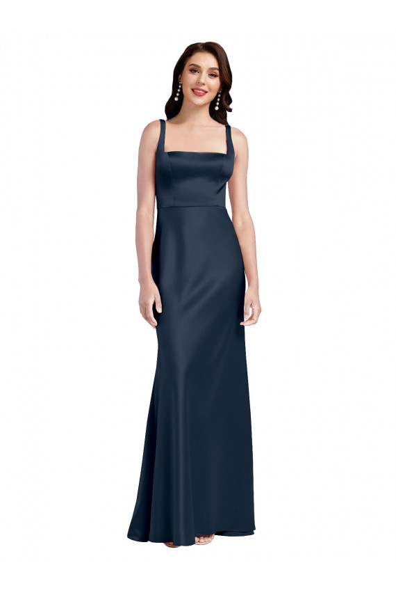 Sleeveless Square Neck Low Back Stretch Satin A-Line Formal Evening Gown / Prom Dress / Bridesmaid Dress Brisbane