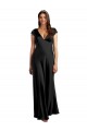 Cap Sleeves V-Neck Keyhole Back Stretch Satin A-Line Formal Evening Gown / Prom Dress / Bridesmaid Dress Brisbane