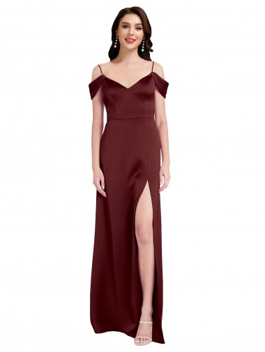 Sleeveless Off the Shoulder Stretch Satin A-Line Formal Dress / Bridesmaid Dress Brisbane