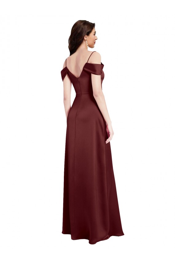 Sleeveless Off the Shoulder Stretch Satin A-Line Formal Dress / Bridesmaid Dress Brisbane