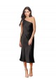 Sleeveless One Shoulder Stretch Satin Sheath Black Tie Evening Dress / Prom Dress / Bridesmaid Dress Brisbane
