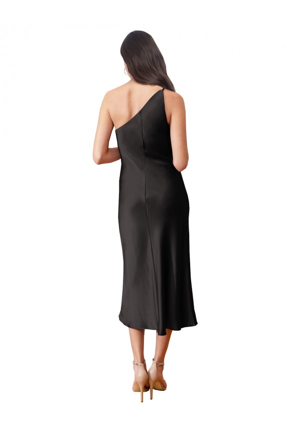 Sleeveless One Shoulder Stretch Satin Sheath Black Tie Evening Dress / Prom Dress / Bridesmaid Dress Brisbane