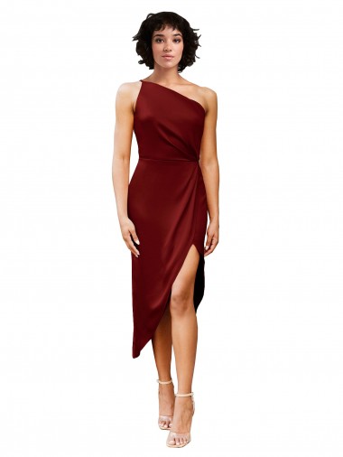 Sleeveless One Shoulder Stretch Satin Sheath Black Tie Evening Gown / Prom Dress / Bridesmaid Dress Brisbane