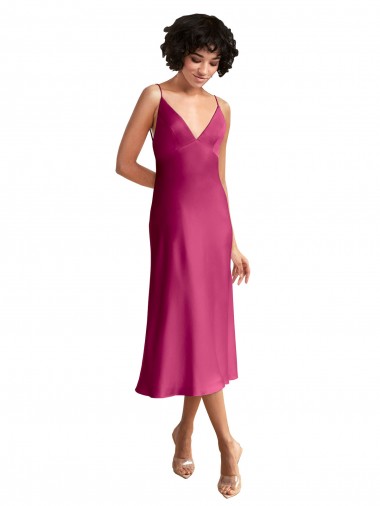 Sleeveless V-Neck Low Back Stretch Satin A-Line Formal Evening Gown / Prom Dress / Bridesmaid Dress Brisbane