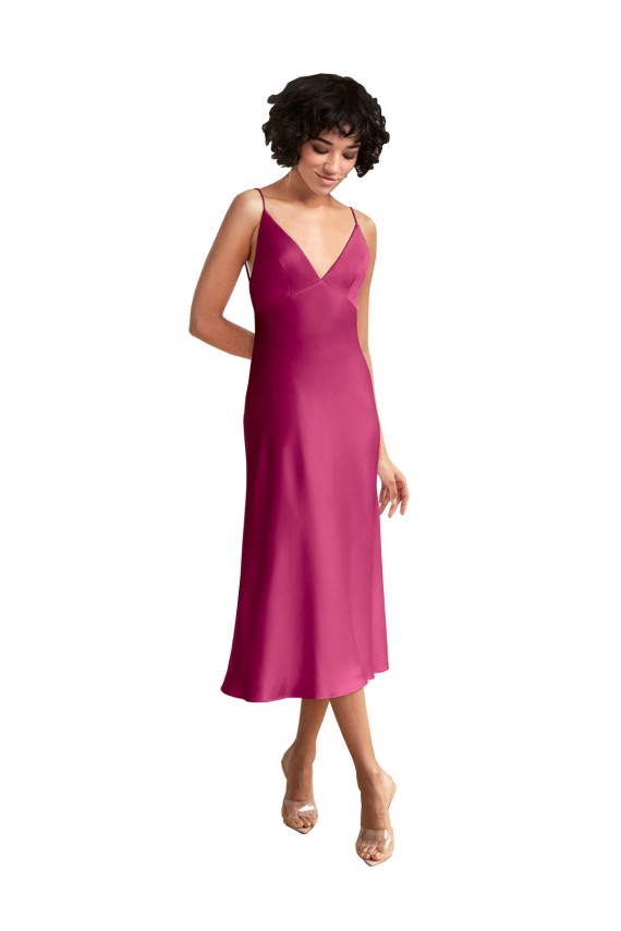 Sleeveless V-Neck Low Back Stretch Satin A-Line Formal Evening Gown / Prom Dress / Bridesmaid Dress Brisbane