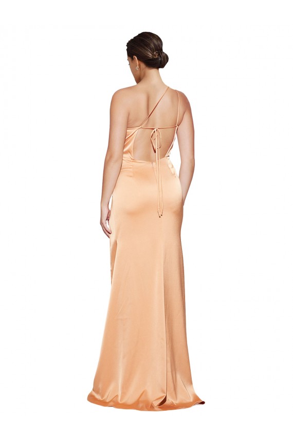 Sleeveless One Shoulder Criss Cross Open Back Stretch Satin Sheath Formal Evening Gown / Prom Dress / Bridesmaid Dress Brisbane