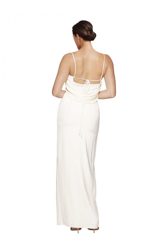 Sleeveless Ivory Halter Neck Low Back Stretch Satin Sheath Formal Evening Gown / Prom Dress / Bridesmaid Dress Brisbane