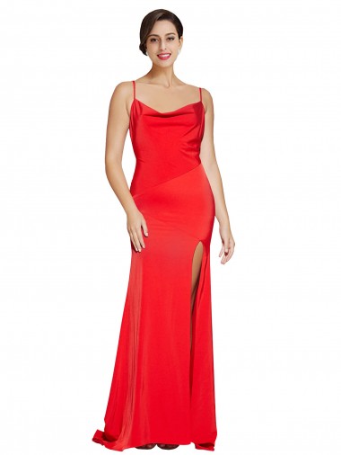 Sleeveless Cowl Neck Low Back Stretch Satin Sheath Formal Evening Gown / Prom Dress / Bridesmaid Dress Brisbane