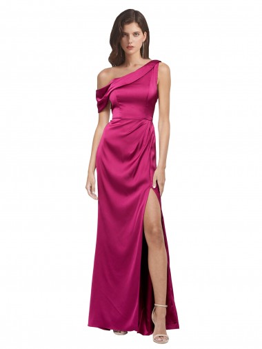 Sleeveless One Shoulder Stretch Satin A-Line Bridesmaid Dress / Evening Dress Brisbane