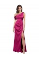 Sleeveless One Shoulder Stretch Satin A-Line Bridesmaid Dress / Evening Dress Brisbane