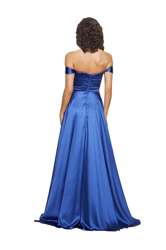 Sleeveless Off the Shoulder Stretch Satin A-Line Formal Evening Gown / Prom Dress / Bridesmaid Dress Brisbane