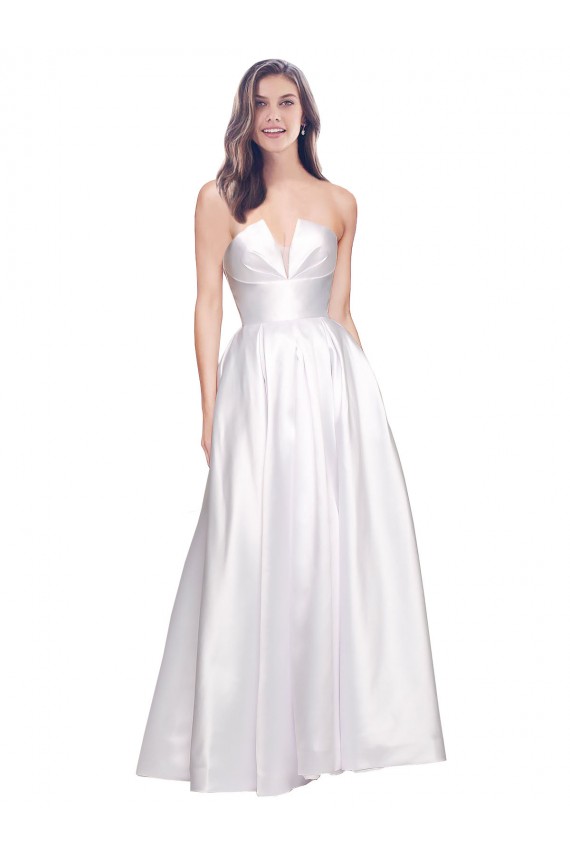 Sleeveless Strapless Low Back Stretch Satin A-Line Formal Evening Gown / Prom Dress / Bridesmaid Dress Brisbane