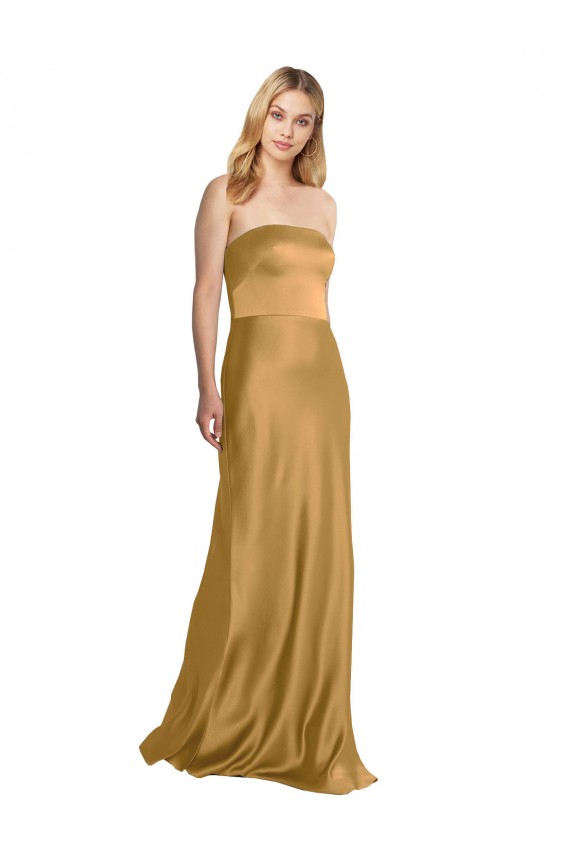 Sleeveless Strapless Stretch Satin A-Line Formal Evening Gown / Prom Dress / Bridesmaid Dress Brisbane